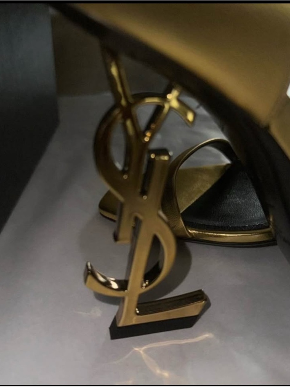 Saint Laurent Metallic Gold Strappy Heels - Picture 2 of 5